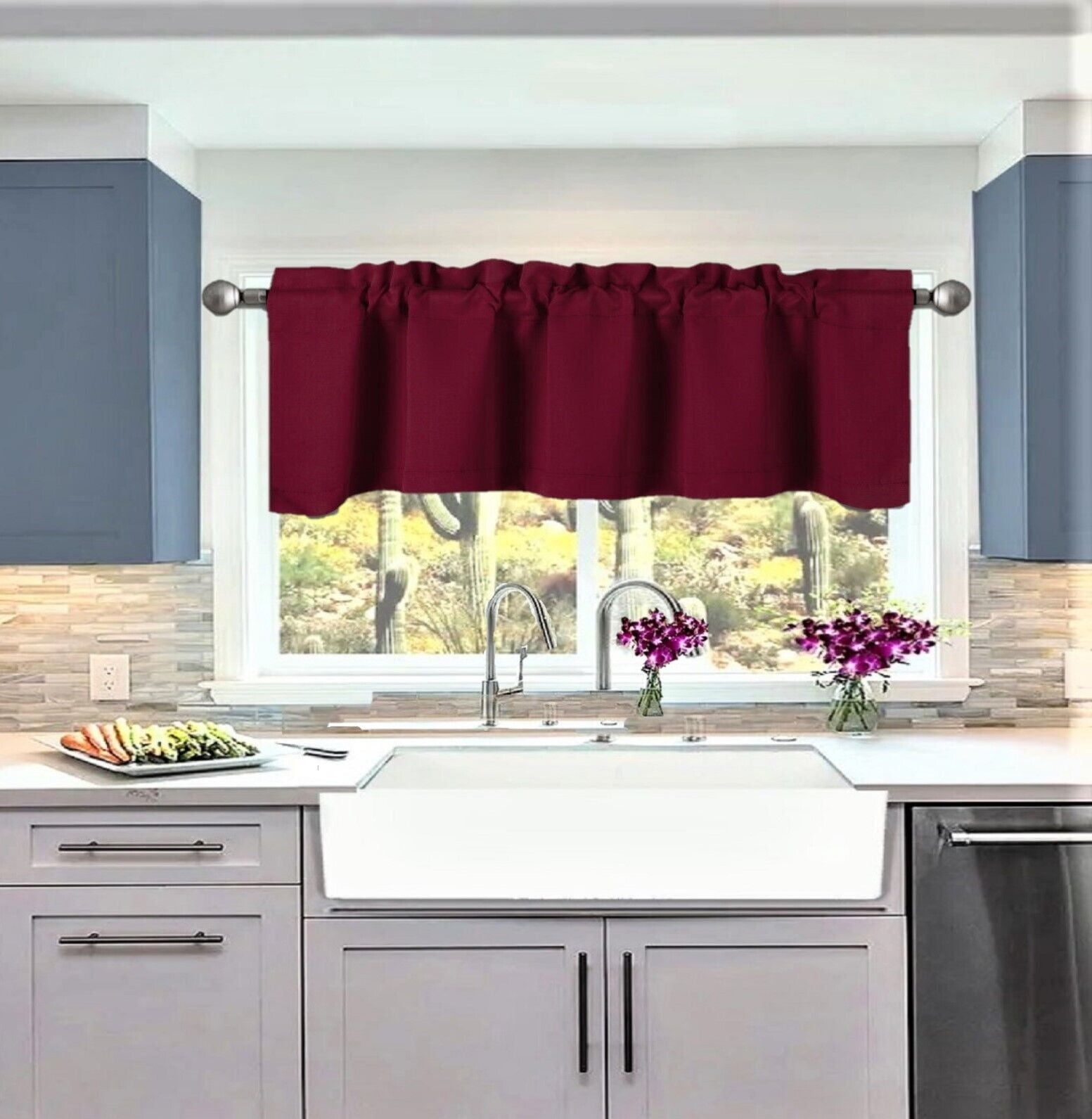 Burgundy Curtains For Kitchen