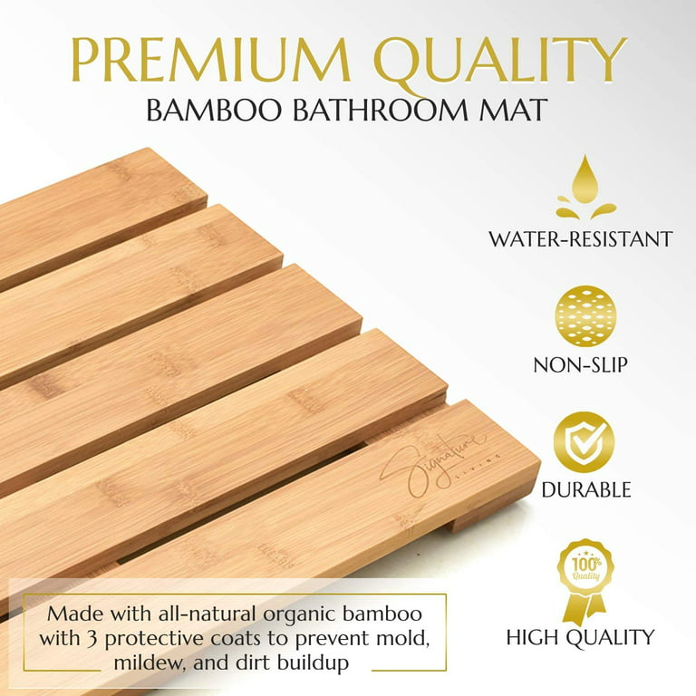 Facilehome Non Slip Mat,Bamboo Bath Mats for Bathroom,Anti-Slip Bamboo