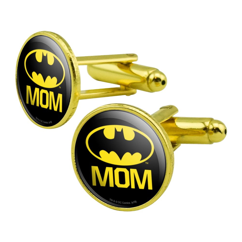Batman Bat Mom Shield Logo Round Cufflink Set Gold Color - Walmart.com