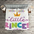 thumbnail image 2 of Ambesonne Feminine Quilted Coverlet 3 Pcs, Little Cartoon Words, Queen Size, Fuchsia Green, 2 of 2