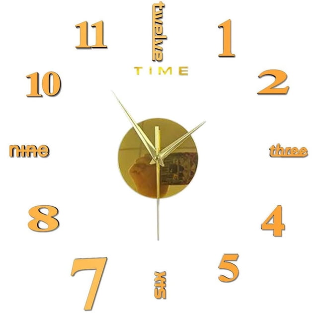 Large Frameless DIY Wall Mute Clock 3D Mirror Surface Sticker Home Office Decor