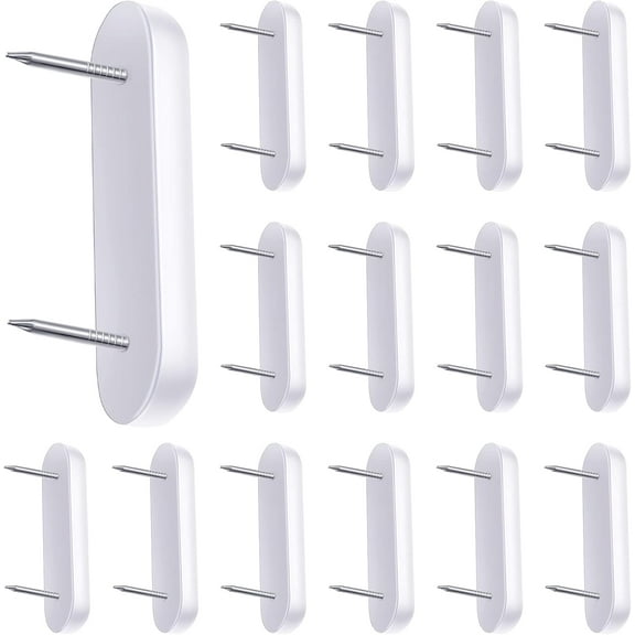 Plastic Head Double Pins Bed Skirt Holding Pins White Furniture Chair Leg Brooch Glide Nails Holding Brooch for Slipcovers and Bedskirts(15 Pieces)