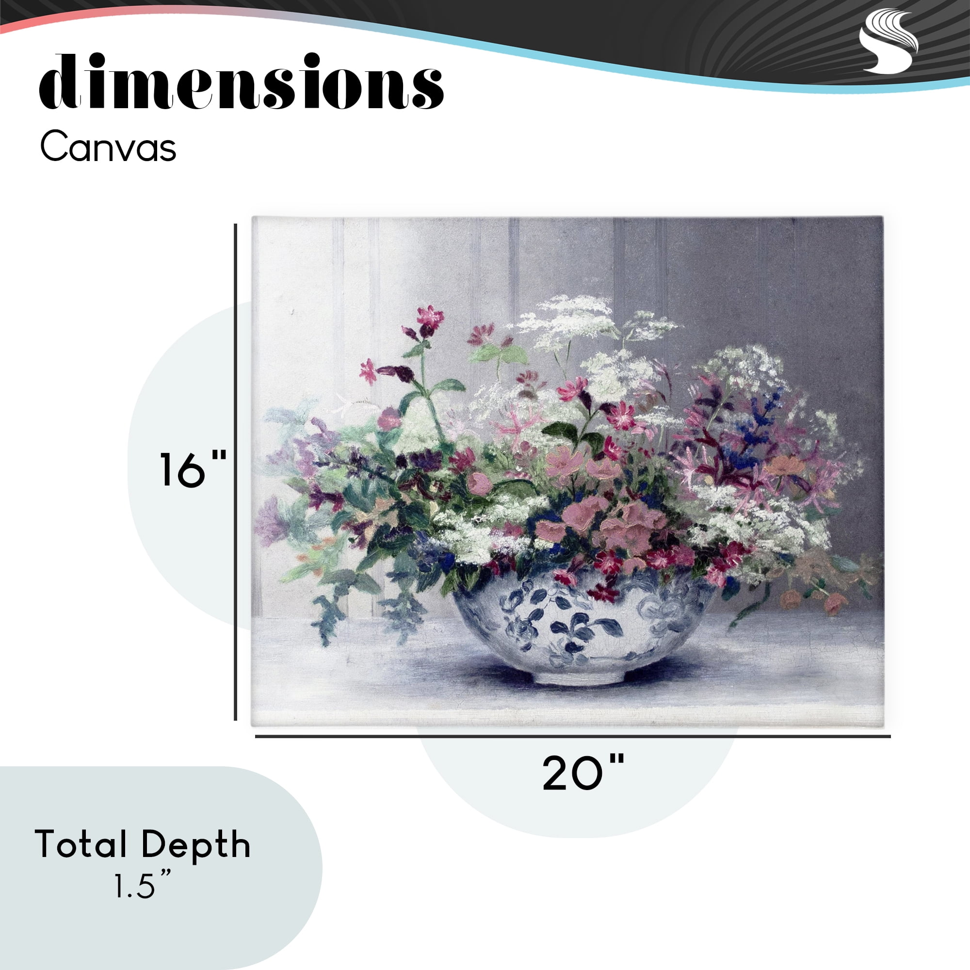 Painterly Elegant Blooms Vase Canvas Wall Art, design by Lettered and Lined