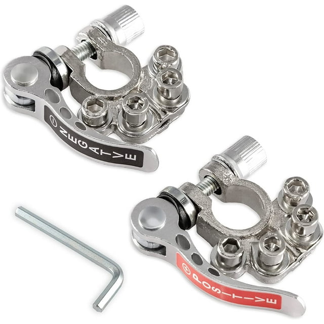 Car Battery Terminal Clamp Connector, 4 Way Positive and Negative Pole Quick Release Terminal Clip, Applicable to SAE/JIS A Type Post, Compatible with Cars, Trucks and More