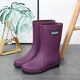 thumbnail image 2 of FRSASU Women's Rain Boots Mid-calf Waterproof Outdoor Hunting Gardening Farming Shoes Purple, 2 of 7