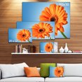 thumbnail image 3 of Orange Daisy Gerbera Flower on Blue - Floral Canvas Art Print, 3 of 4