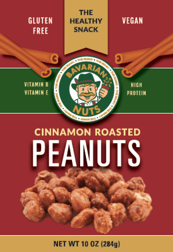Magic Bavarian Nuts - Cinnamon Roasted PEANUTS, 10oz., Vegan, Gluten-Free