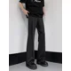 thumbnail image 2 of Pantalones de verano acampanados para hombre, pantalones de traje holgados con boca de campana para hombre, pantalones formales negros, moda vintage, antiarrugas, 2024, 2 of 5