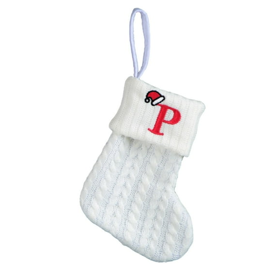 OAVQHLG3B 7.8 inch Mini Cute Knit Initial Embroidered Christmas Stocking Personalized Initial Christmas Stocking Family Holiday Xmas Party Decor Christmas Decorations