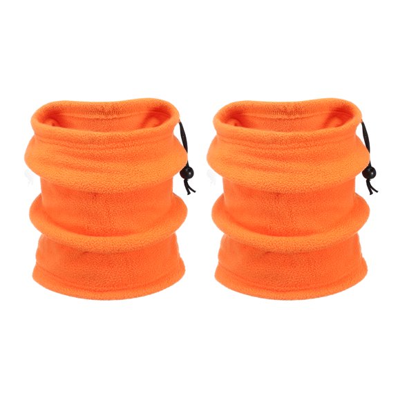 Uxcell 2pcs Neck Warmer Winter Double Layer Fleece Neck Gaiter, Orange