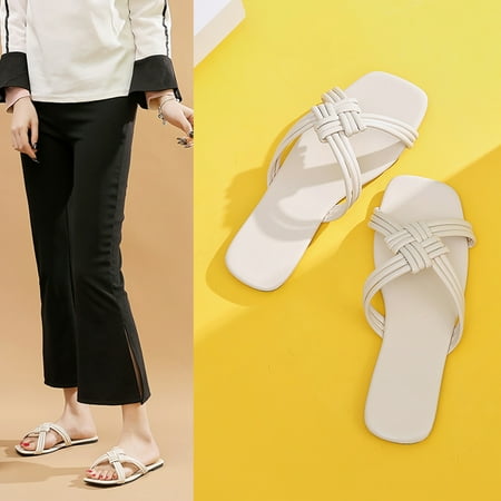 

Hand-woven Flat Slippers Women s Cross-border Cross-strap Beach Sandals