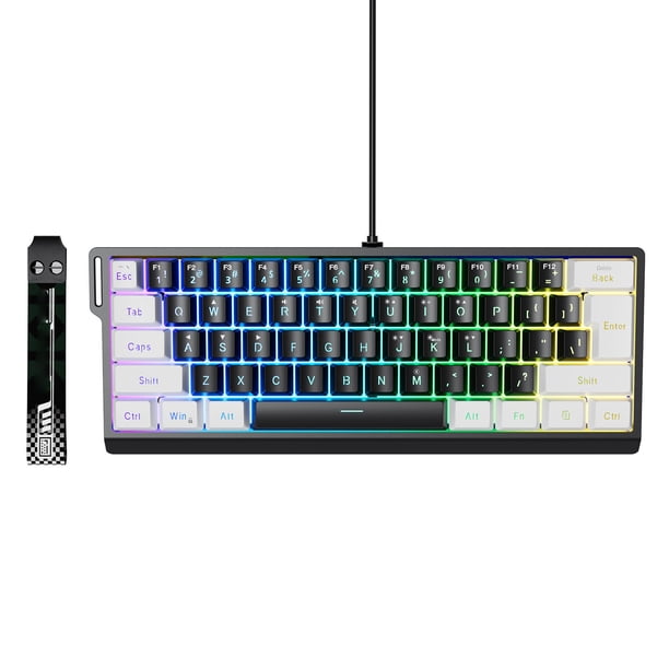 Teclado Para Juegos Con Cable, 60 Por Ciento De 61 Teclas Con Retroiluminación RGB, Teclado Mecánico, Teclas Ergonómicas, Amplia Compatibilidad Para Juegos De PC, Viajes Y