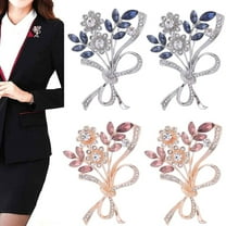 Cheers.US 4PCS Vintage Crystal Flower Leaf Bouquet Clusters Large Big Brooch Pin For Women Tone
