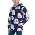 thumbnail image 2 of Picia Mom And Baby Owls Pattern Youth Hoodie - Warm Pullover Sweatshirt with Kangaroo Pocket, Ideal for Boys and Girls-Small, 2 of 6