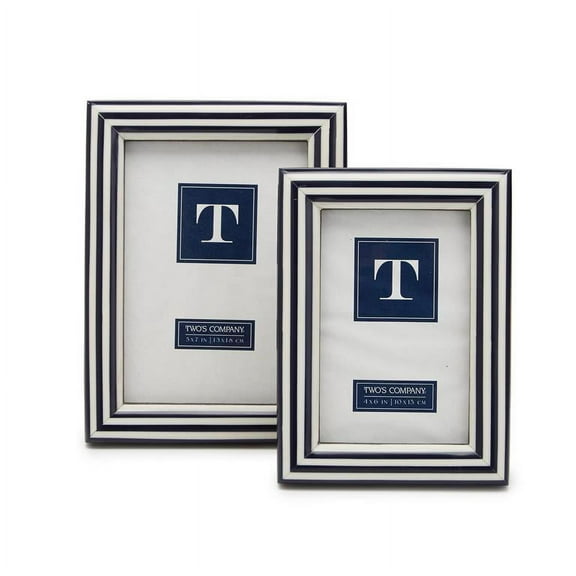 Two's Company Set of 2 Nautical Stripe Photo Frames 4" X 6" and 5" X 7"