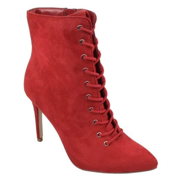 My Delicious Shoes - Stain Delicious Stiletto High Heels Lace Up Pointy Toe Women Ankle Boots