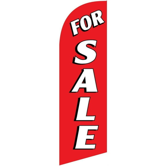 Real Estate for Sale Feather Banner Flag Sign with Flag Pole, Ground Stake, and Travel Bag