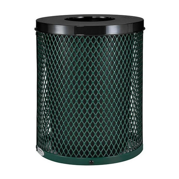 Thermoplastic Coated Mesh Receptacle w/Flat Lid, 36 Gallon, Green
