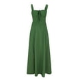 thumbnail image 6 of QUNYINEY Spring Dresses for Women 2025 Sleeveless Solid Casual A-Line Dress Split Hem Empire Waist Square Neck Maxi Sundress, 6 of 8