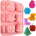 thumbnail image 1 of Moldes navideños de silicona para jabón SIQINZONGWA, paquete de 2, 6 formas, 1 of 7