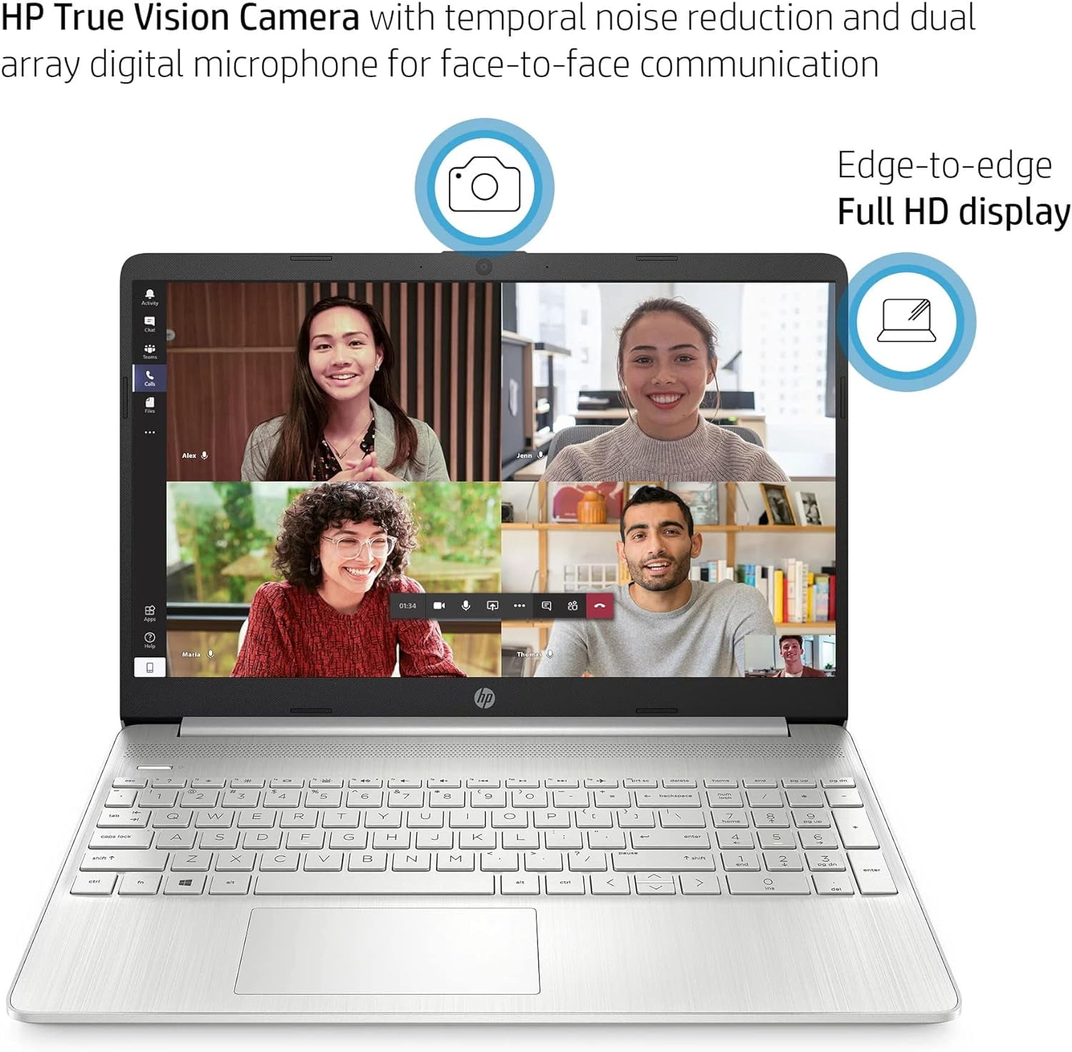 HP 15 15.6" FHD Business Laptop, Intel core i5-1135G7 Processor, 16GB RAM, 512GB SSD, Intel Iris Xe Graphics, Bluetooth, WiFi, HDMI, Windows 11 Pro, Natural Silver