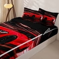 thumbnail image 3 of Castle Fairy Neon Sports Car Zipper Twin Comforter Sets with Fitted Sheet and 2 Pillowcases,Light Trail Race Zipper Bedding Set,Red Black,4-Piece,Black Reversible, 3 of 6