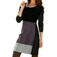 thumbnail image 2 of Letdown Womens Geometric Patterns Printed Dress Spring Fall Crew Neck Long Sleeve A line Preppy Knit Dresses (#02-Purple,XL), 2 of 4