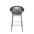 thumbnail image 6 of Bar Stools, Outdoor Barstools Set of 2, PE Wicker Seat and Backrest with Black Iron Frame, Ergonomic Counter Height Stools for Patio, Kitchen, or Bar in Black, 6 of 11