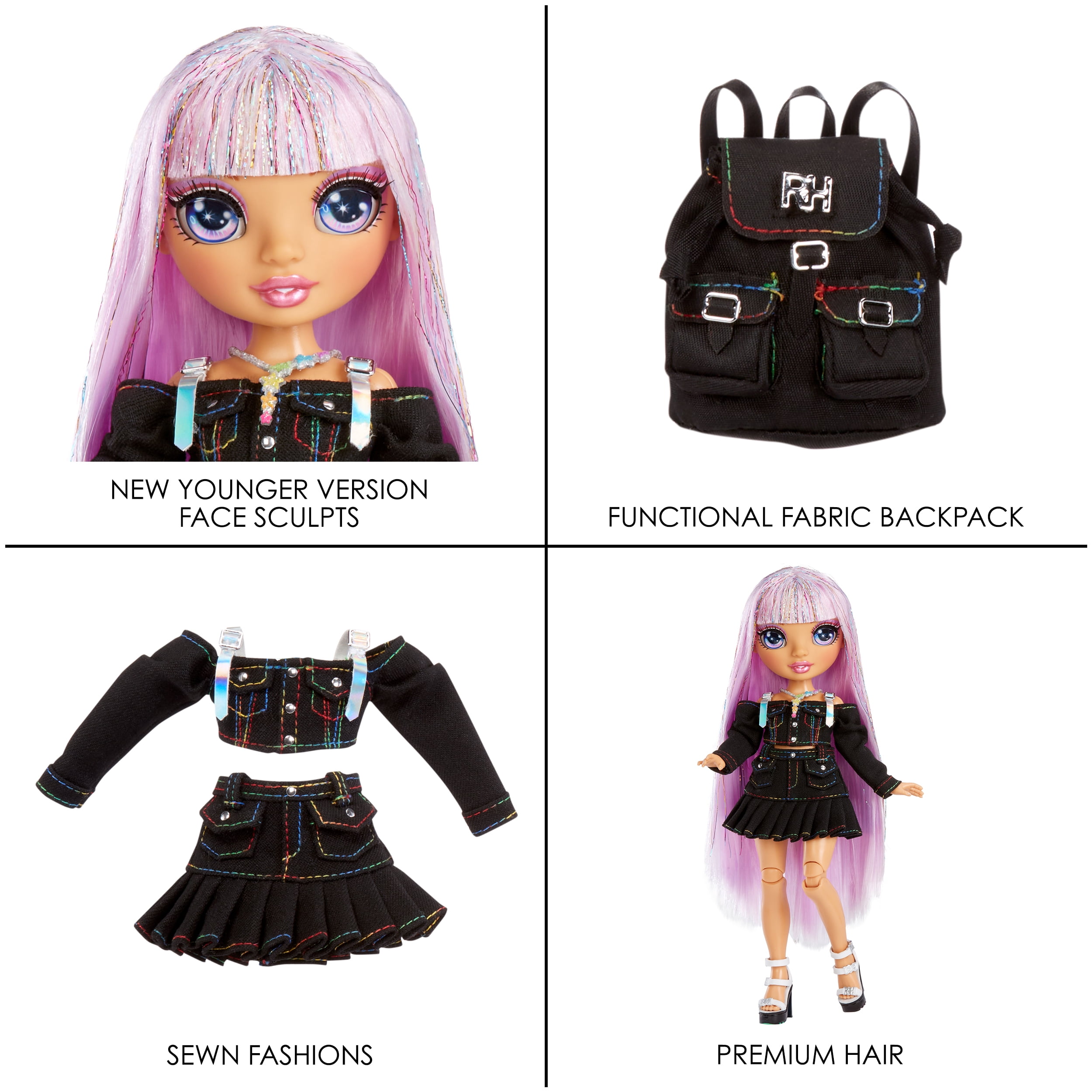 Rainbow Junior High Special Edition Avery Styles- 9" Rainbow Shimmer Hair Posable Fashion Doll with Accessories and Open/Close Soft Backpack. Great Toy Gift for Kids Ages 4-12.
