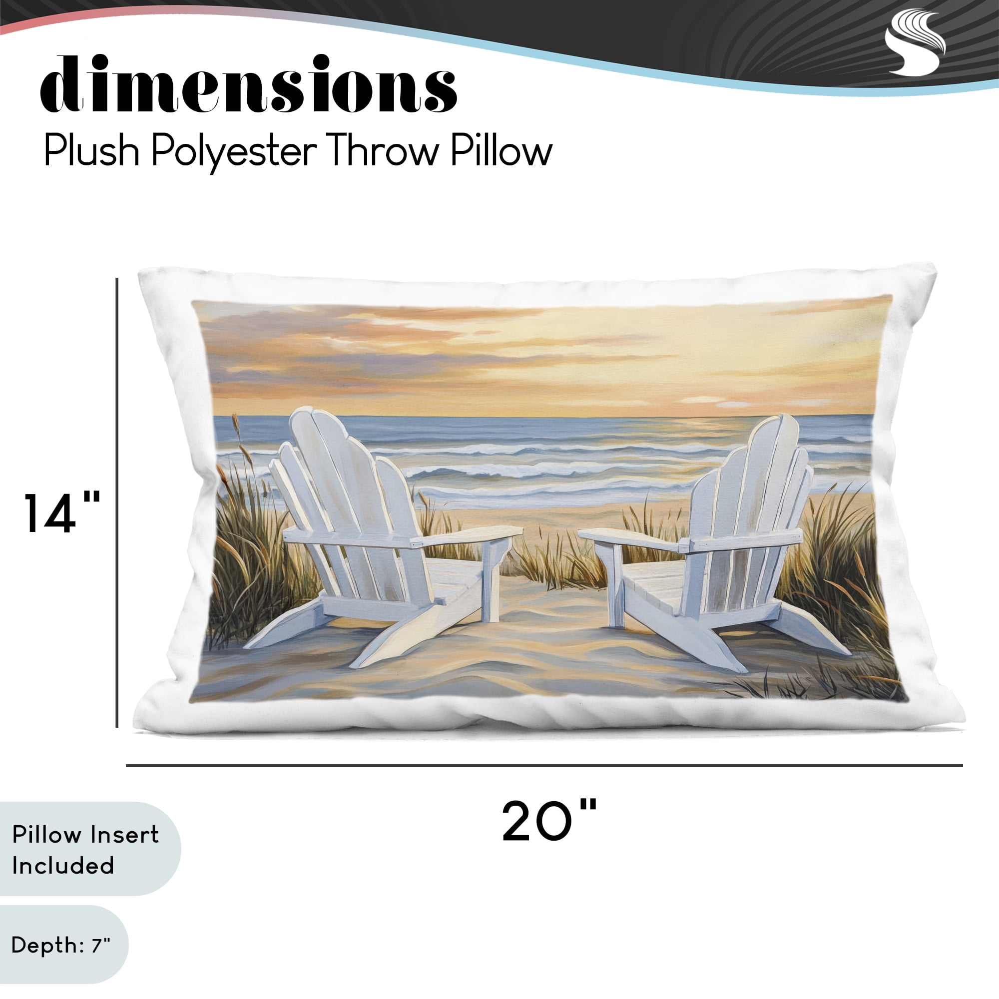 Stupell Industries Wave Watching Spot at Sunset Decorative Printed Throw Pillow, design by Petal Prints Design, 14 x 7 x 20