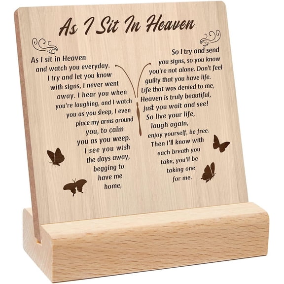 As I Sit In Heaven Sign Sympathy Memorial Grief Condolences Gifts for Women Friends Classmates Family Coworkers Bereavement Gift Ideas Decor for Desk Home Office 4In
