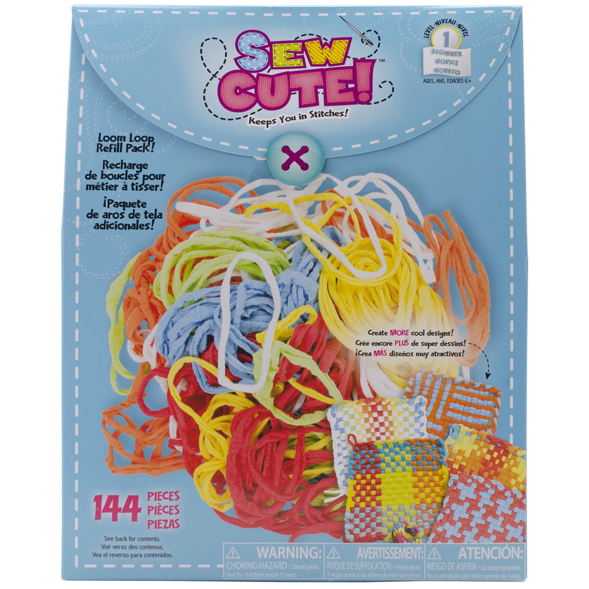 Multicoloured Acrylic 6.65 x 8.4 x 0.9 cm Colorbok Sew Cute Loom Loop Refill Kit Primary 
