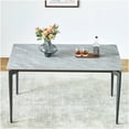 thumbnail image 5 of Modern Sintered Stone Dining Table with Black Iron Base, Gray Rock Top for 8-Seater, 5 of 10