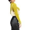 thumbnail image 2 of Qmyliery Women  Leisure  Crop Tops, Lapel Neck Solid Color Long Sleeve Pleated Shirt, 2 of 9