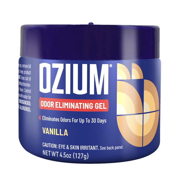OZIUM Odor Eliminator Gel Can, Vanilla Scent, 4.5 oz, Air Freshener, Car, Home, Auto Deodorizer