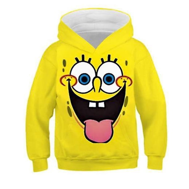 2022 Children's Hoodie Printed Sweater New Fun Spongebob Squarepants Anime Theme Long Sleeve Shirts Boys And Girls Fashion Pocket Tops zhangyuxiang LED