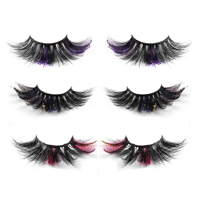 Pestañas Glamnetic, Pestañas con Color, Pestañas de Visón, Pestañas para Extensiones de Pestañas de Maquillaje - 3 Pares