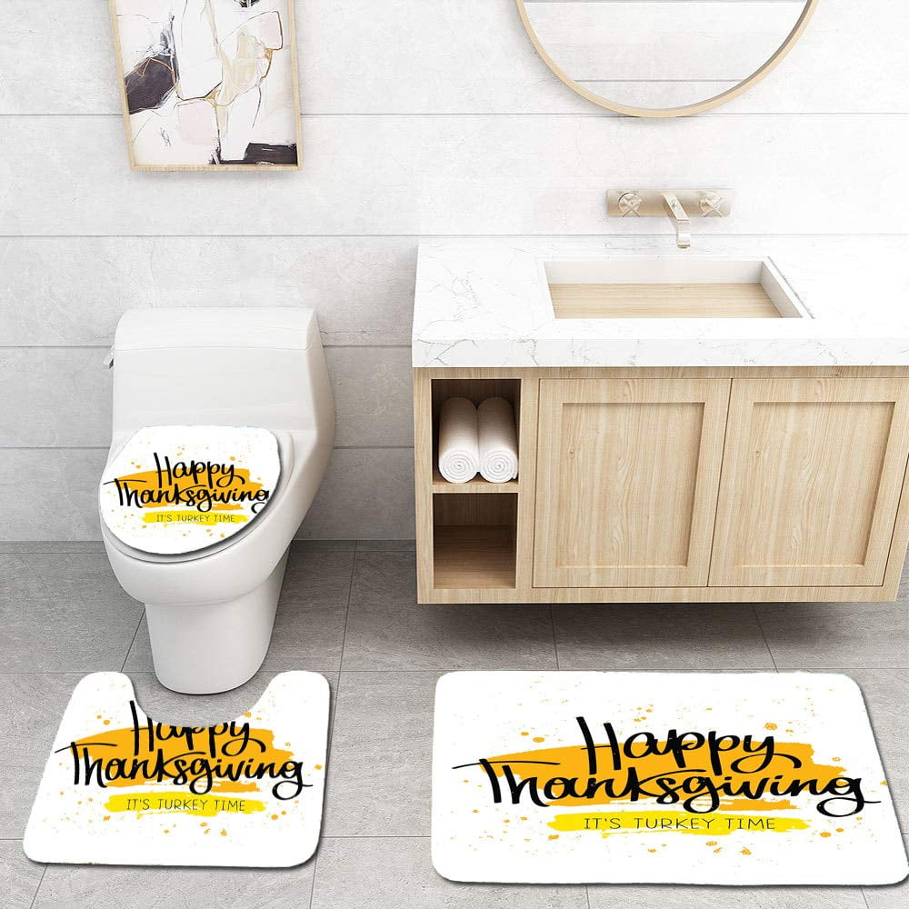 GOHAO Happy Thanksgiving Its Turkey time 3 Piece Bathroom Rugs Set Bath ...