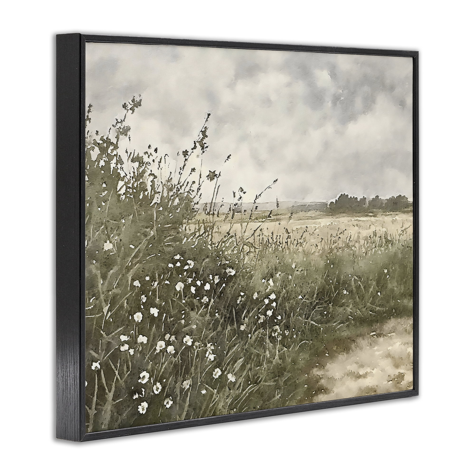 Stupell Industries Soft Meadow Landscape at Dusk Black Framed Giclee Art, design by Riley B