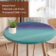 thumbnail image 3 of Teal Purple Ombre Round Tablecloth 55-60 Inch Round Fitted Table Cloth with Elastic Edge, Modern Gradient Abstract Art Waterproof Table Cover Protector for Outdoor Picnic Party Dining, 3 of 9