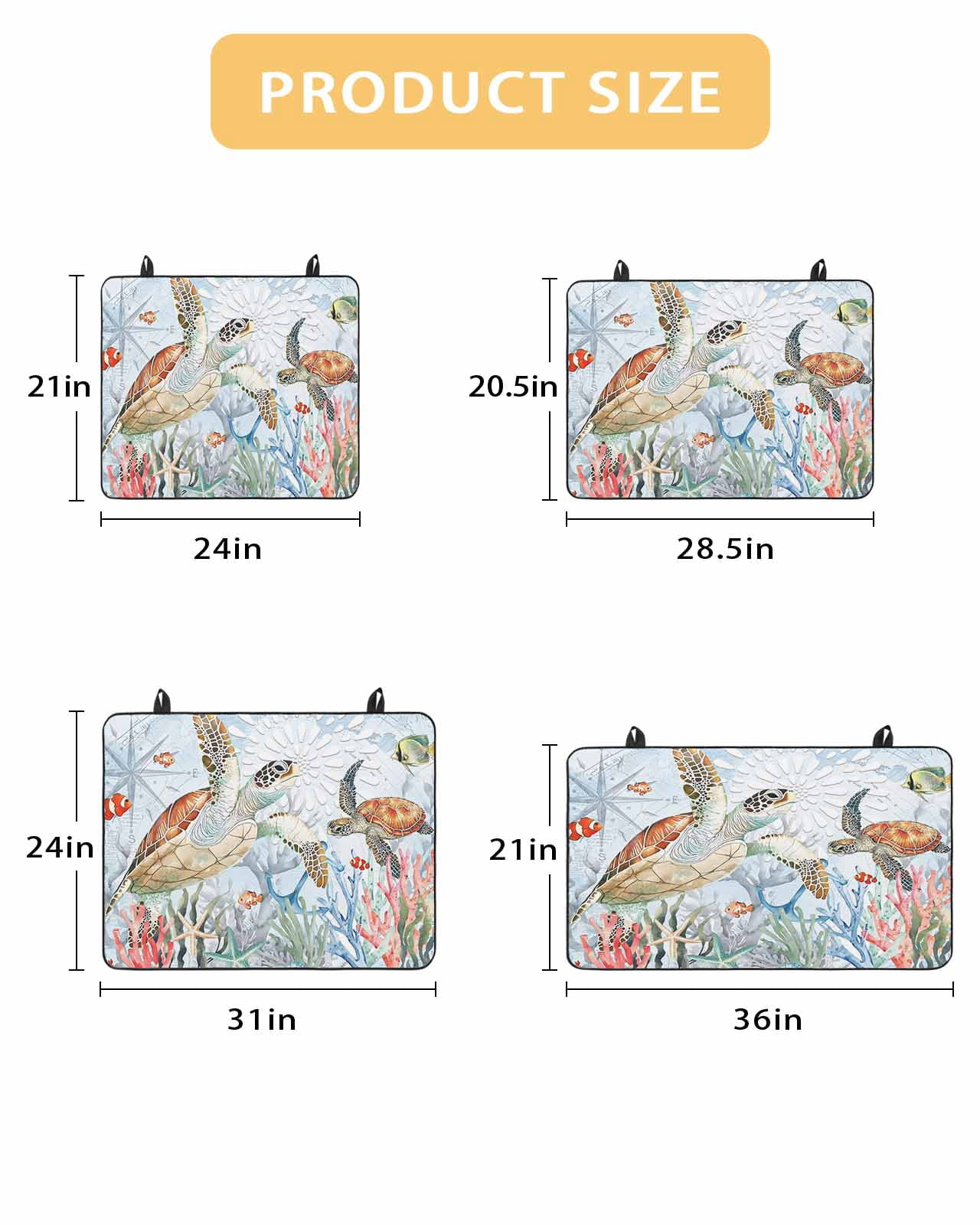 nqOlkjepod Large Induction Cooktop Protector Mat 24"x21", Brown Sea Turtle Coastal Stove Top Covers for Electric Stove, Vintage Summer Beach Coral Starfish Stove Burner Cover Mats Stove Cover