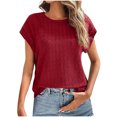 thumbnail image 1 of Camisas de Manga Corta para las Mujeres Casual, Moda Cuello Redondo Color Sólido, Blusas de Verano para las Mujeres, 1 of 9