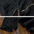 thumbnail image 4 of Men Ripped Biker Jeans Destroyed Frayed Pants Denim Pencil Trousers, 4 of 6