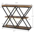 thumbnail image 2 of 39In 3-Tier Entryway Table with Storage - X-Shaped Metal Frame for Living Room Hallway - Brown, 2 of 7