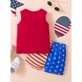 thumbnail image 3 of Kids Boys Independence Day Shorts Set, Casual Street Party Round Neck Sleeveless Vest Tops Striped Start Short Trousers, 3 of 8