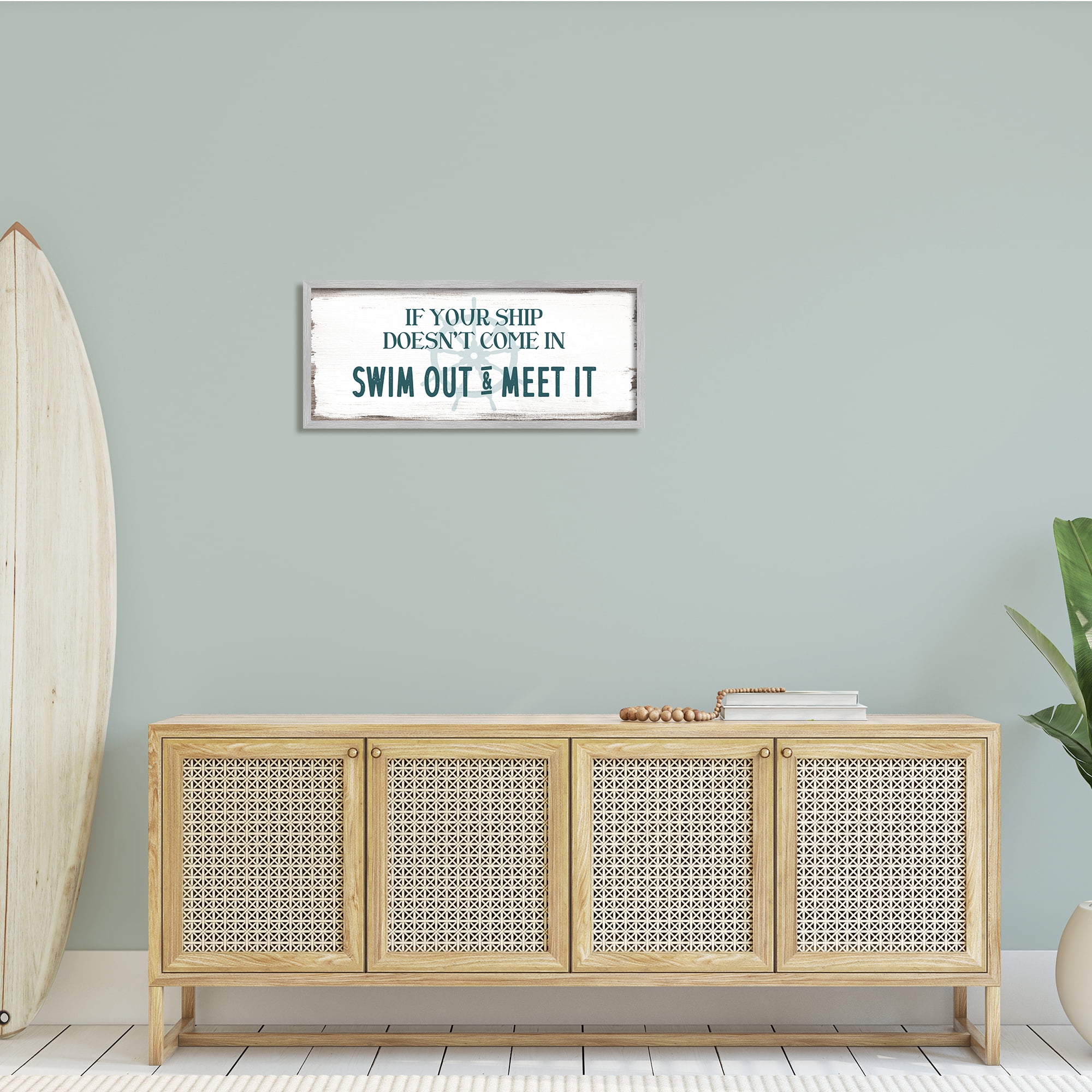 Stupell Indtries Ship Swim Out Meet It Sign Nautical Wheel,30 x 13,Design by Daphne Polselli