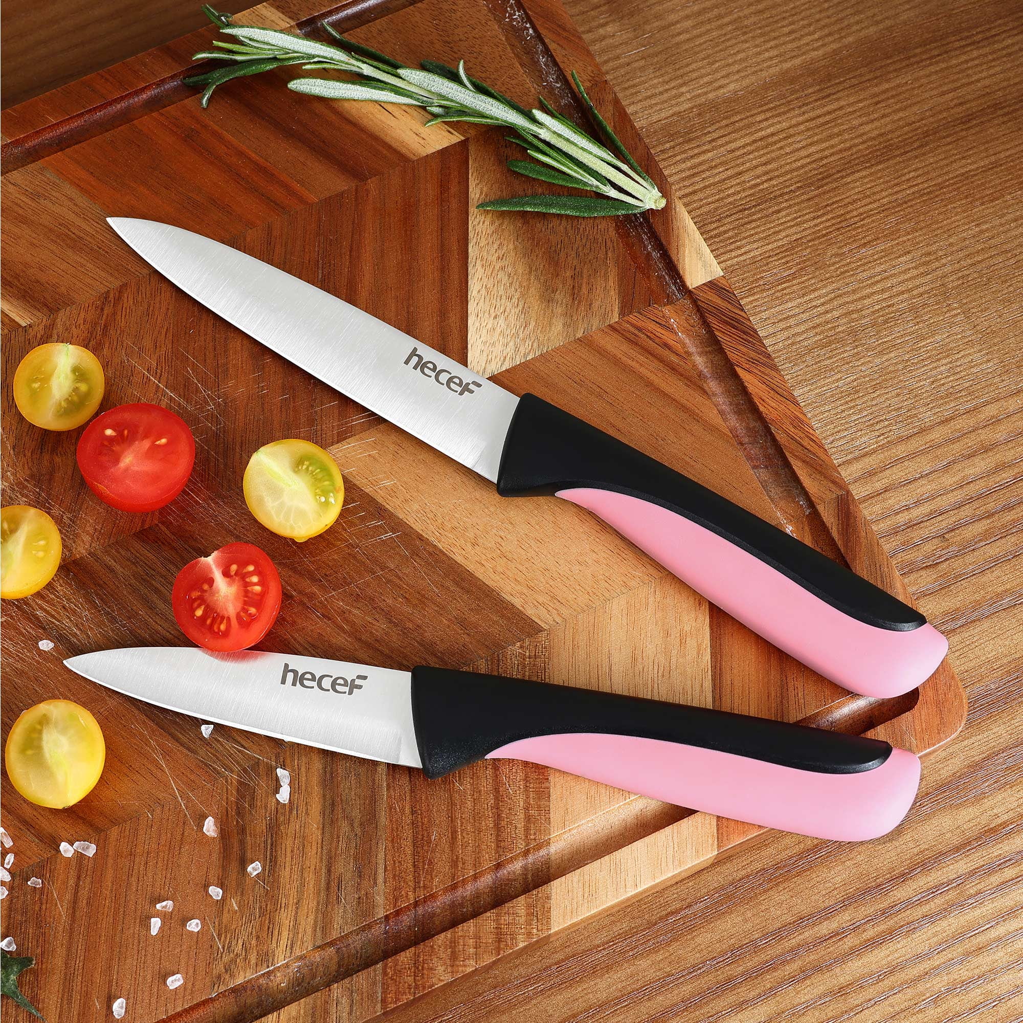 Hecef 13-Piece Knife Set, Stainless Steel Kitchen Knives with Block, Chef Knife, Santoku Knife, Steak Knives, Scissors