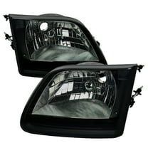 Factory Style Crystal Headlights (Chrome Housing/Smoke Lens) Made for and Compatible with 1997-2004 Ford F-150/Expedition
