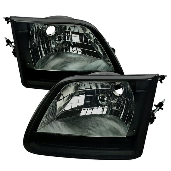 Factory Style Crystal Headlights (Chrome Housing/Smoke Lens) Made for and Compatible with 1997-2004 Ford F-150/Expedition