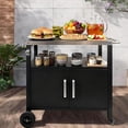 thumbnail image 5 of Heavy-Duty Outdoor Kitchen Island with Storage Cabinet, Movable BBQ Grill Table and Pizza Oven Stand, Rolling Dining Cart for Patio, Backyard, Indoor Griddle Table, 5 of 6